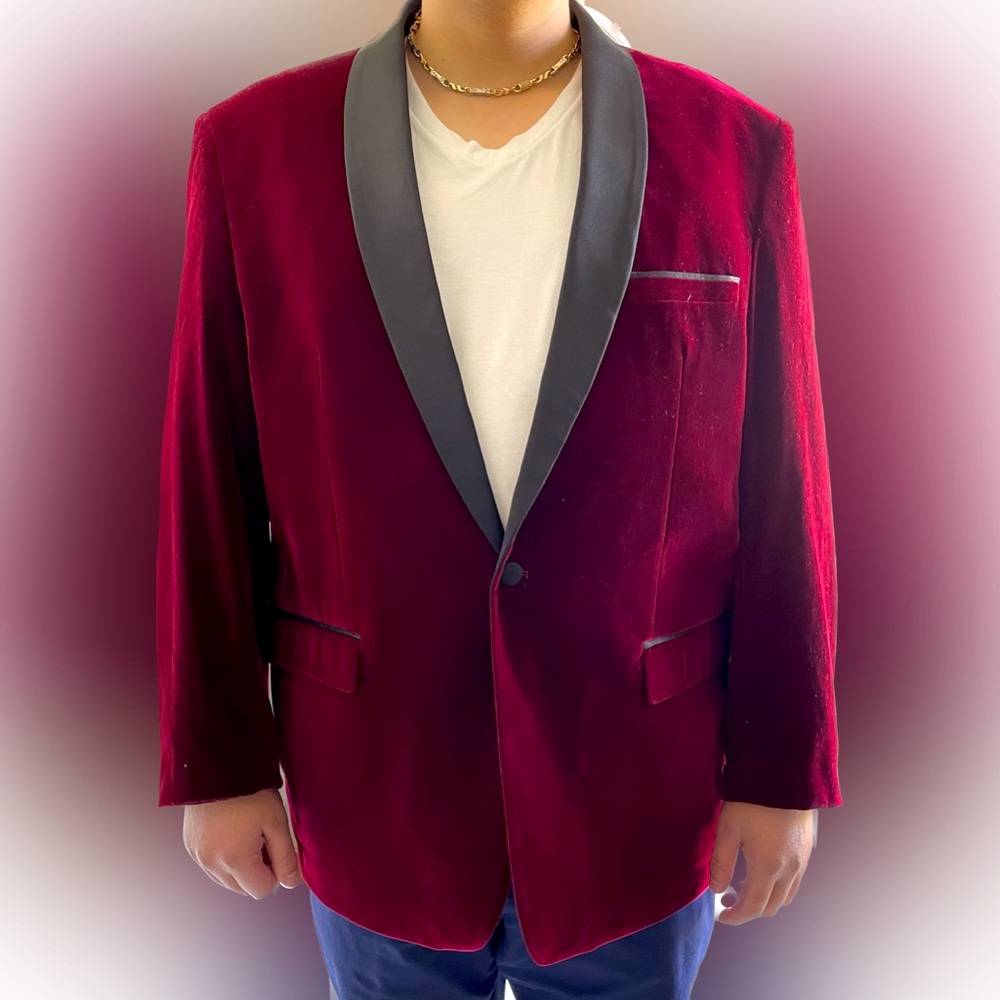 Mens Valvet burgendy blazer/suit jacket/coat 50R
